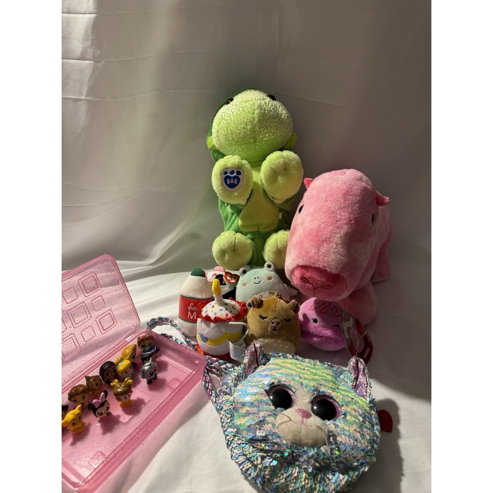 Lot of 10 Plush Toys Build-A-Bear Squishmallows TY Purse Disney Figures Mix